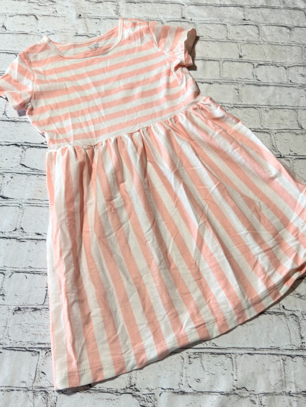 Carter's Pink and White Striped Short-Sleeve Dress Girls size 8